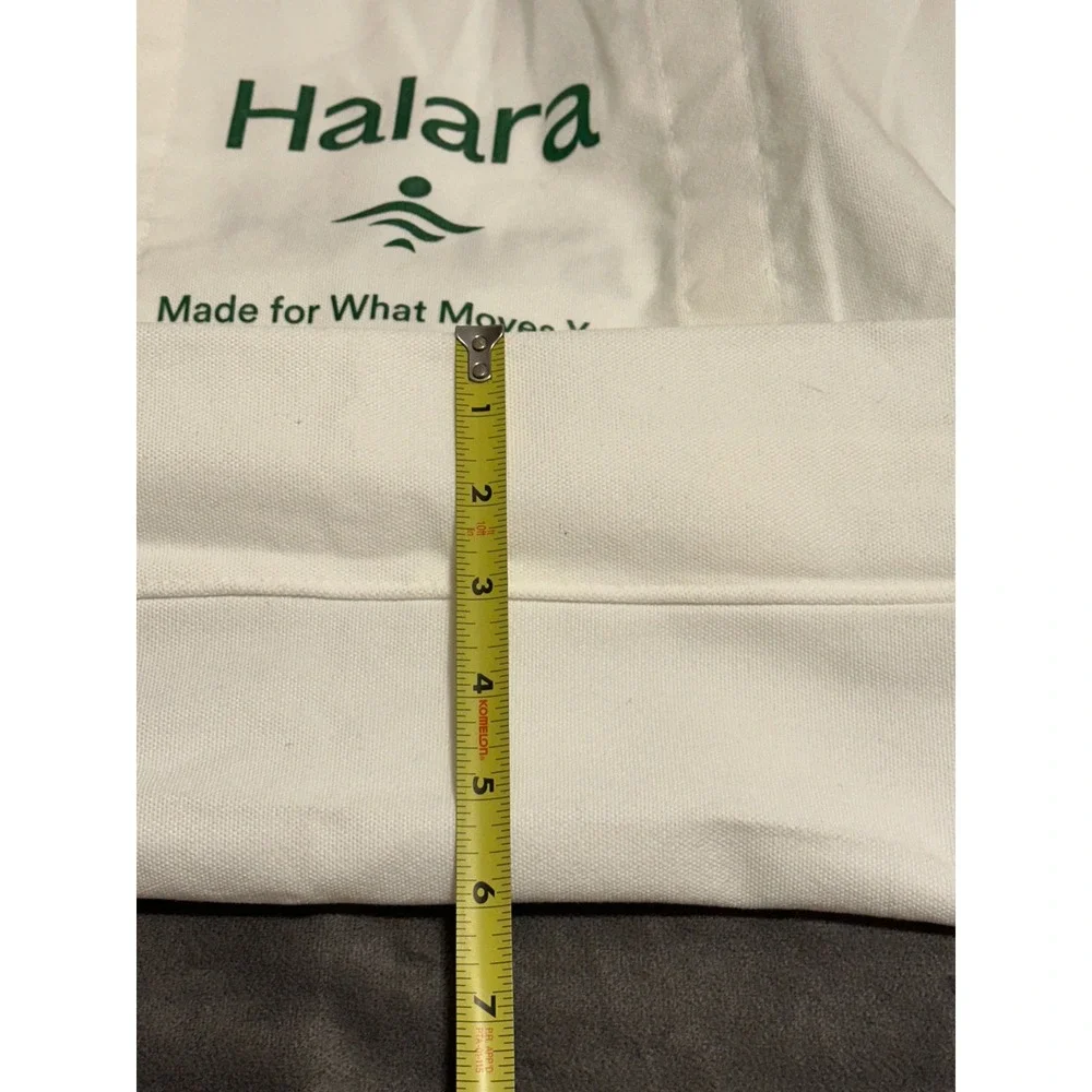 Halara Canvas Tote Bag Cream White Green Graphic Made for What Moves You Large